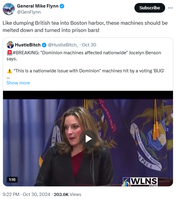 Mike Flynn suggests destroying Dominion Voting System machines