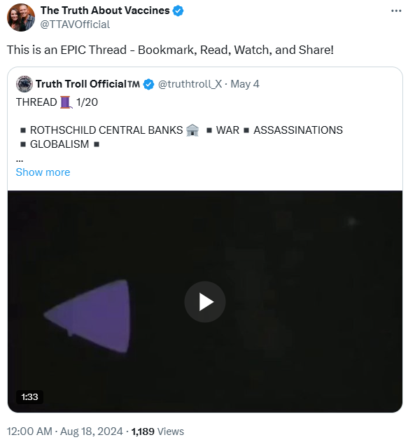 The Bollingers promote "epic" antisemitic thread 