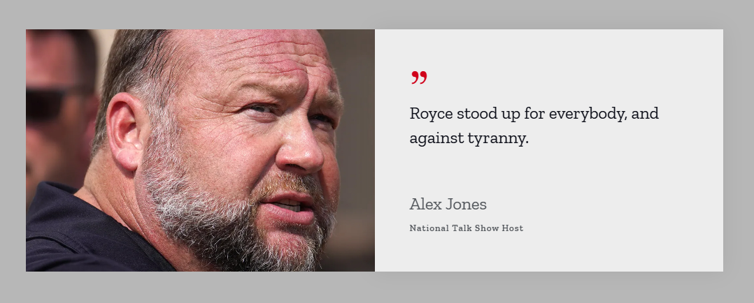 Royce White's campaign website touts Alex Jones' support