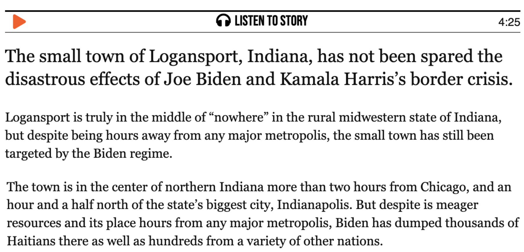 Breitbart, Logansport article