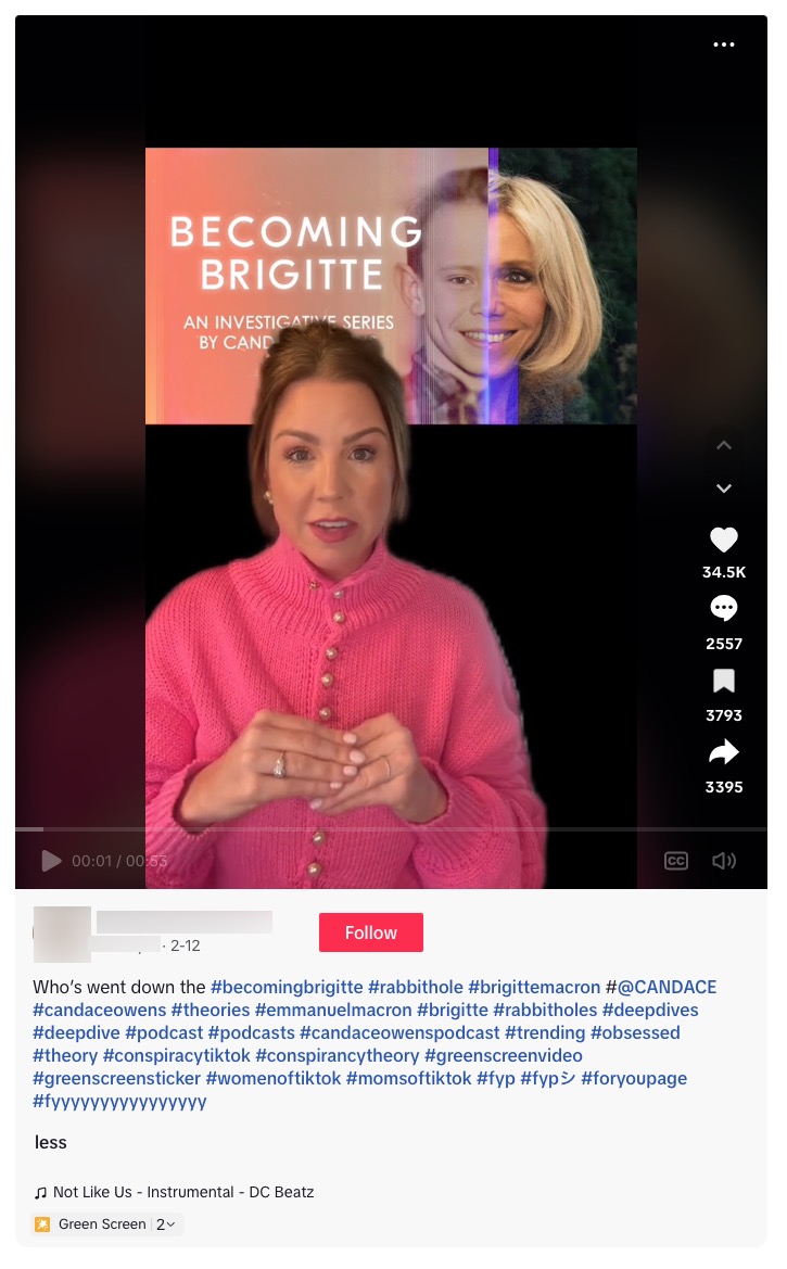 Calling everyone obsessed with Becoming Brigitte alongside hashtags “womenoftiktok” and “momsoftiktok”