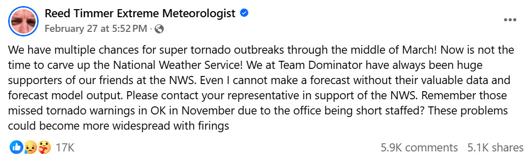 Reed Timmer on NOAA & NWS layoffs 
