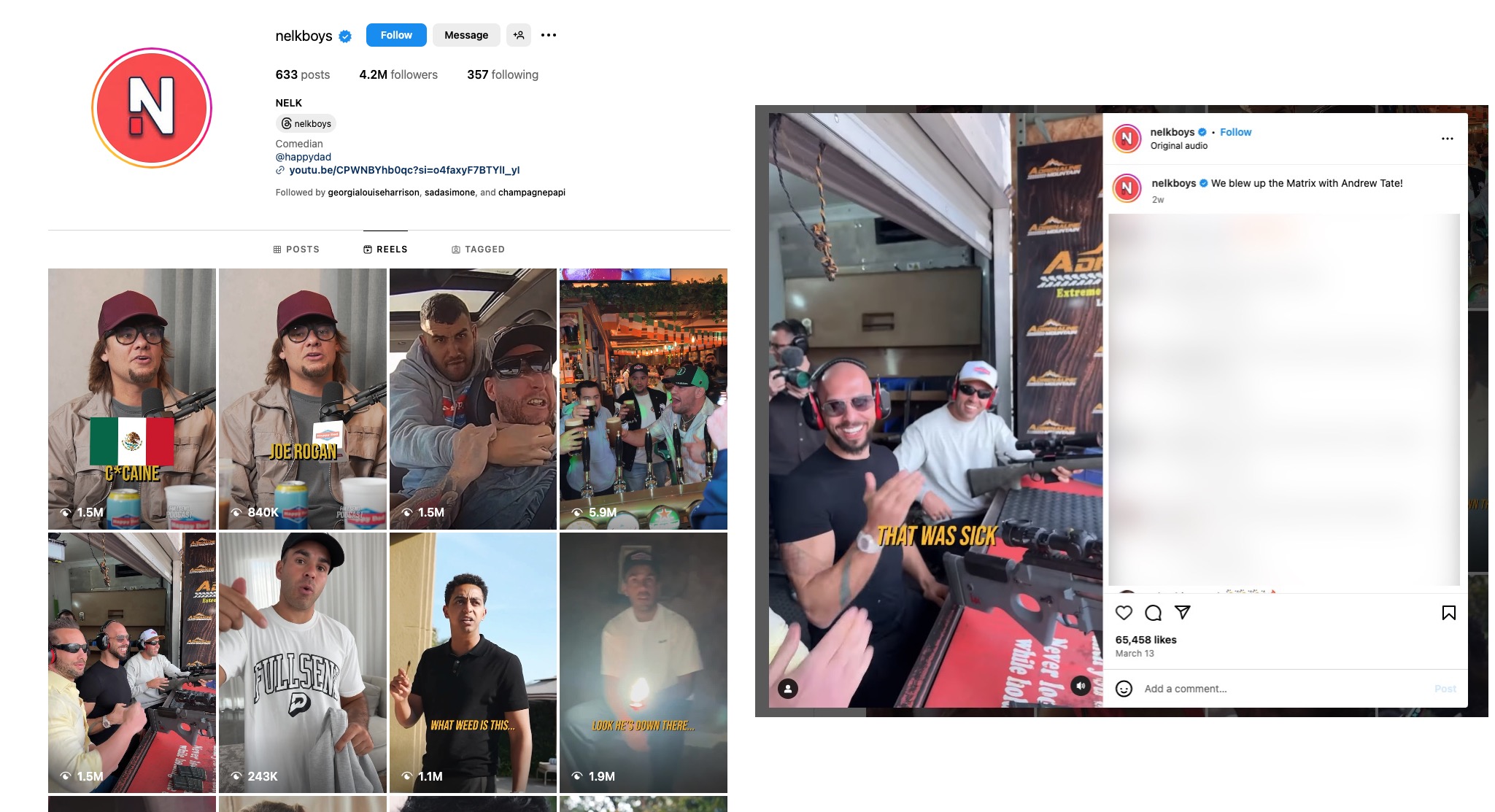 Andrew Tate, Tristan Tate and Kyle Forgeard at gun range. 1.5M views