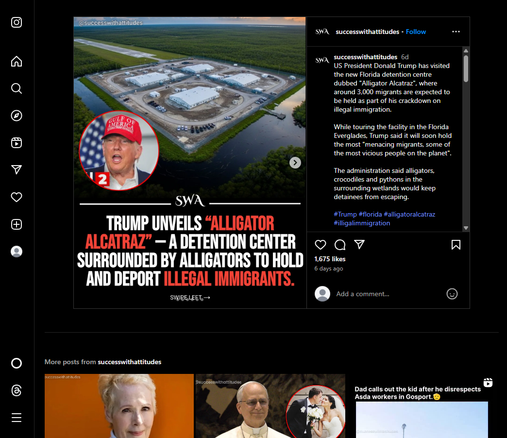 Screenshot of AI post by Successwithattitudes with over 1.6K likes