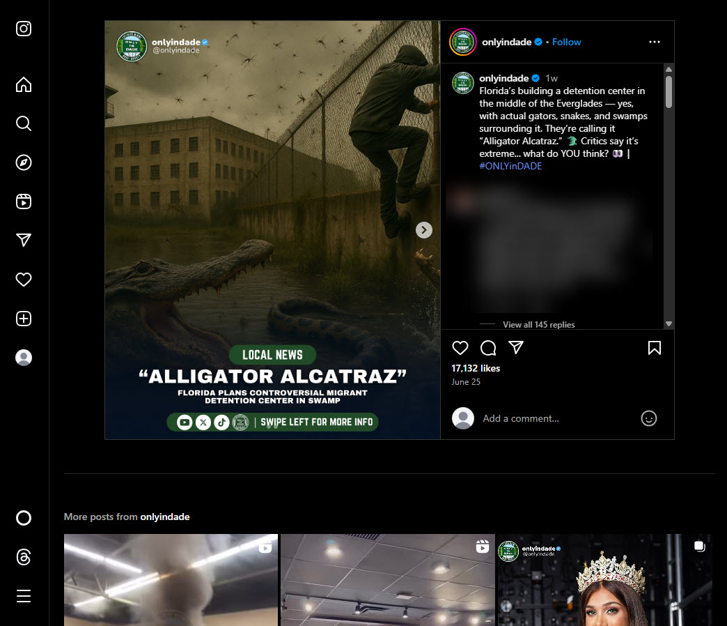 Screenshot of an AI image posted by OnlyInDade with over 17K likes