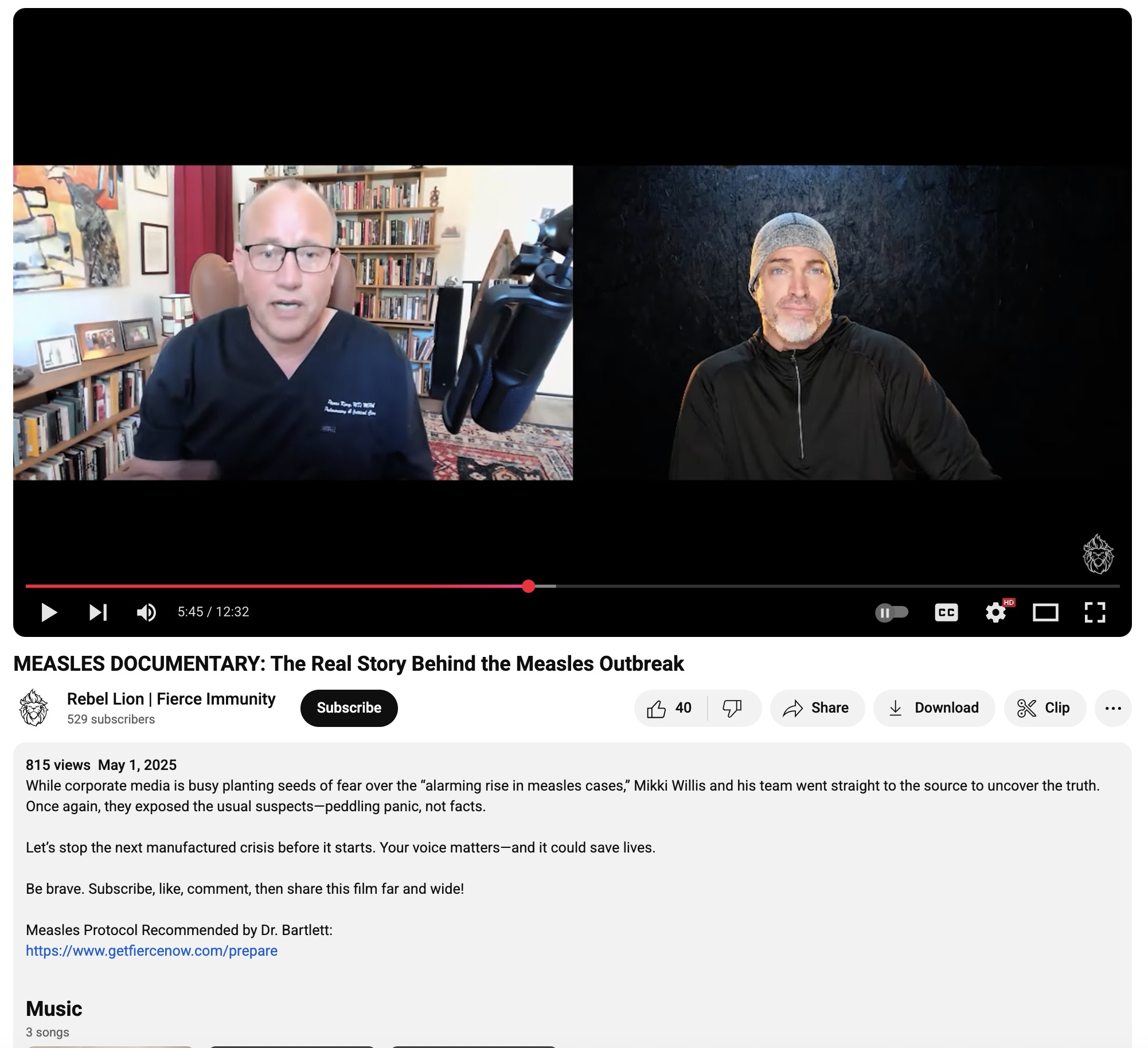 rebel lion's film about measles