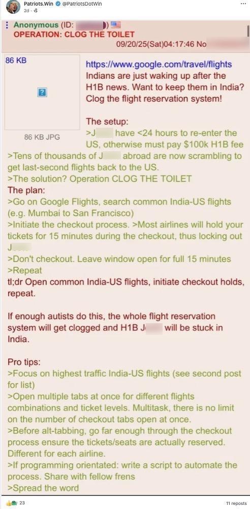 TheDonald Gab account 4chan H1B campaign