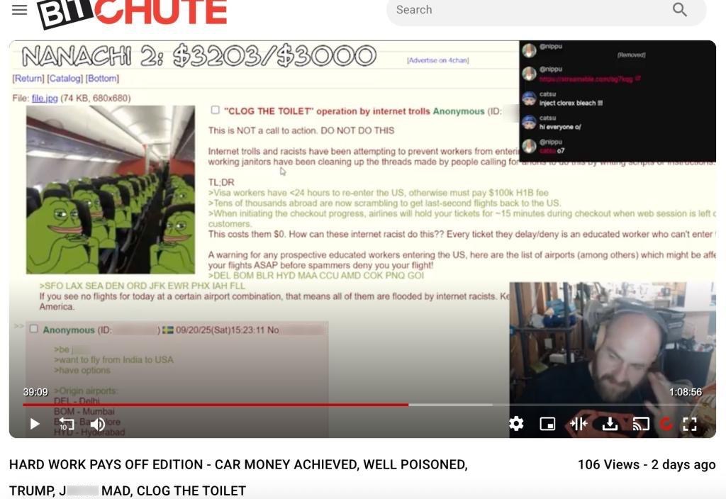 Bitchute 4chan campaign H1B