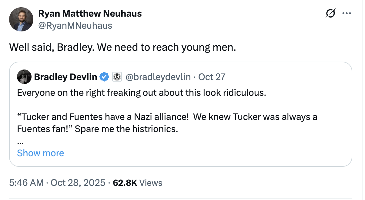 Well said, Bradley. We need to reach young men.