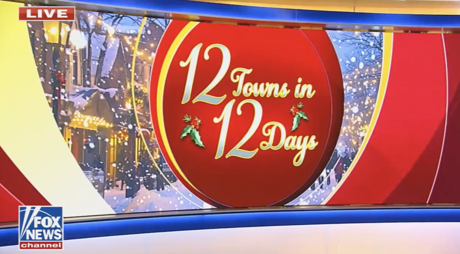 Fox & Friends First holiday graphic "12 Towns in 12 Days"