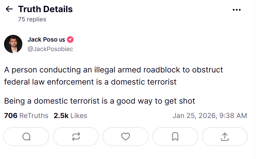Posobiec calls Alex Pretti a "domestic terrorist"