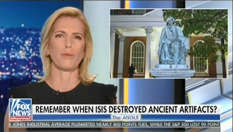 Laura Ingraham compares Confederate statues to priceless antiquities and protesters to ISIS