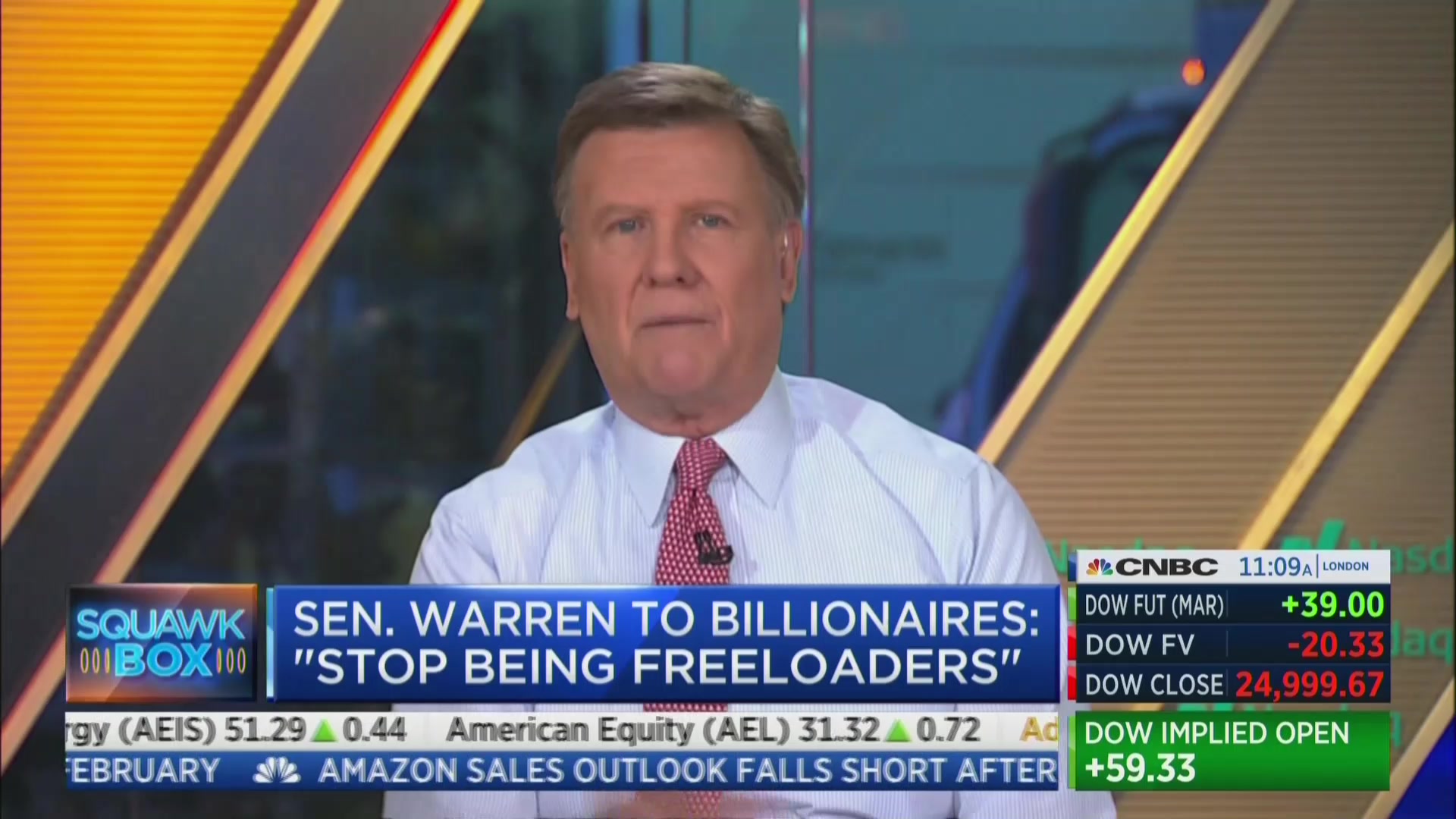 CNBC's Joe Kernen claims Sen. Elizabeth Warren wants billionaires to