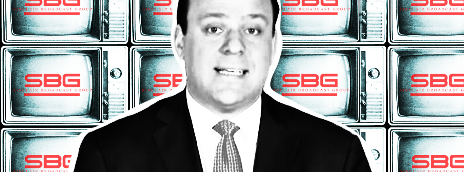 stylized image of Boris Epshteyn in front of the Sinclair Broadcast Group logo