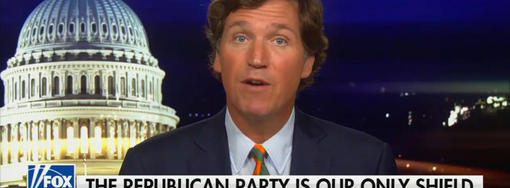 chyron reads: "The Republican Party is our only shield"