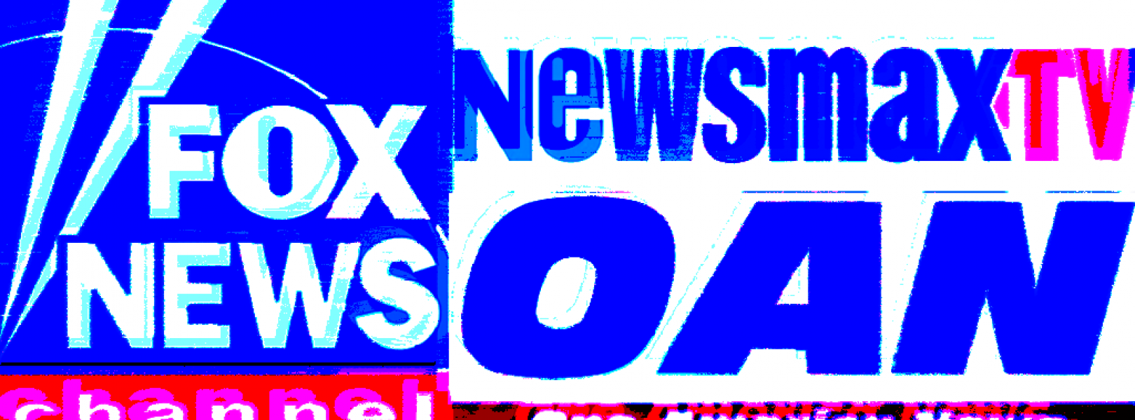Logos for Fox News, Newsmax, and One America News Network
