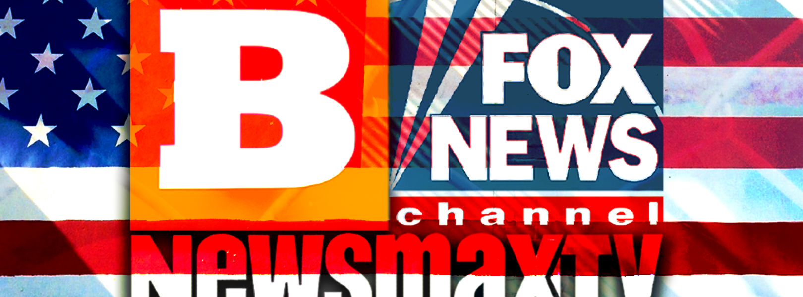 Breitbart, Fox News, Newsmax over American flag