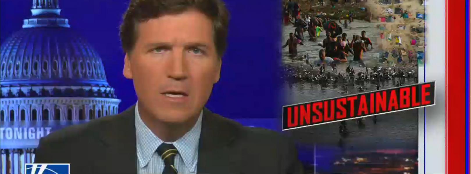 text on screen reads: Unsustainable, chyron reads: How completely out of control is our border