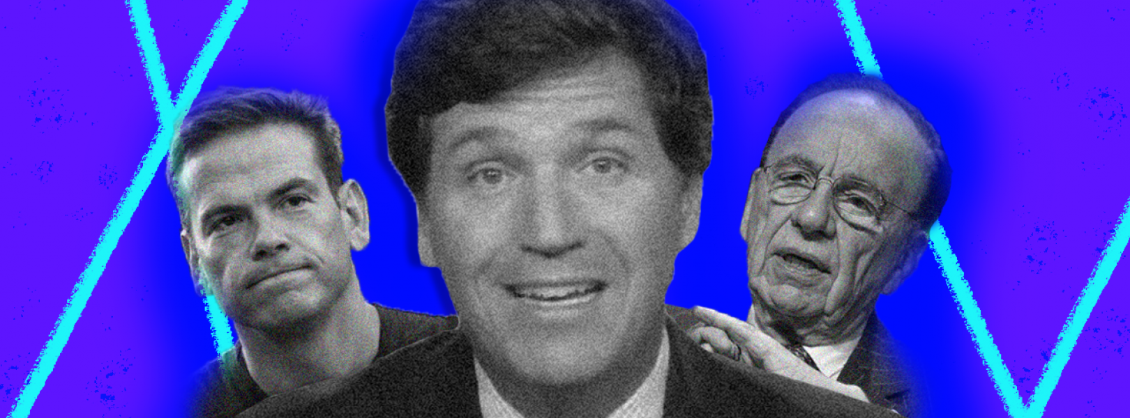 Rupert and Lachlan Murdoch with Tucker Carlson