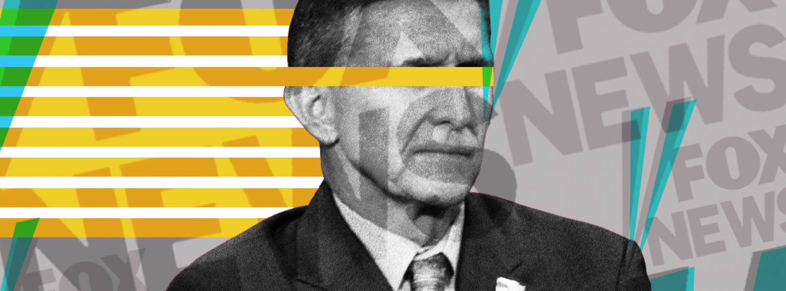 Flynn in front of Fox logos