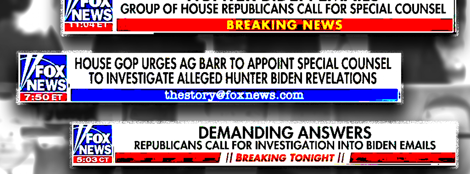 Fox News chyrons about Hunter Biden