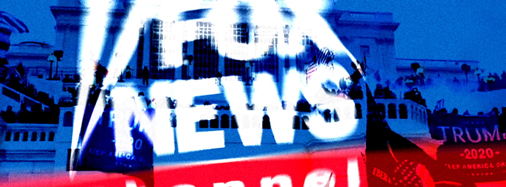 Fox News logo over the January 6 mob at the Capitol