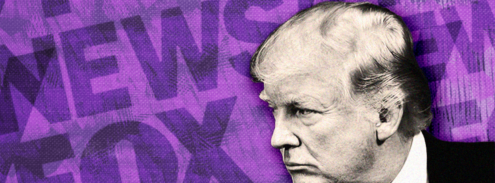 Trump in front of a purple background with a Fox News logo