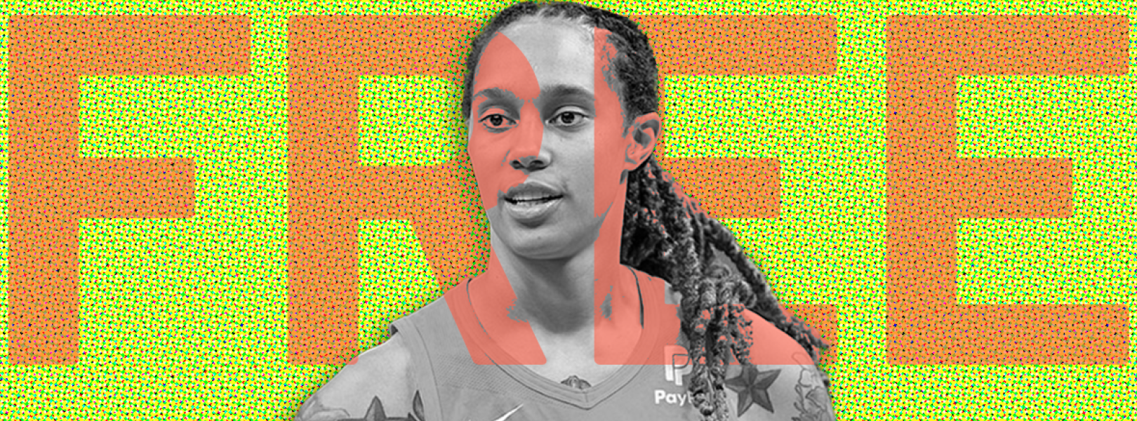 Photo of Brittney Griner with the text "FREE" overlayed