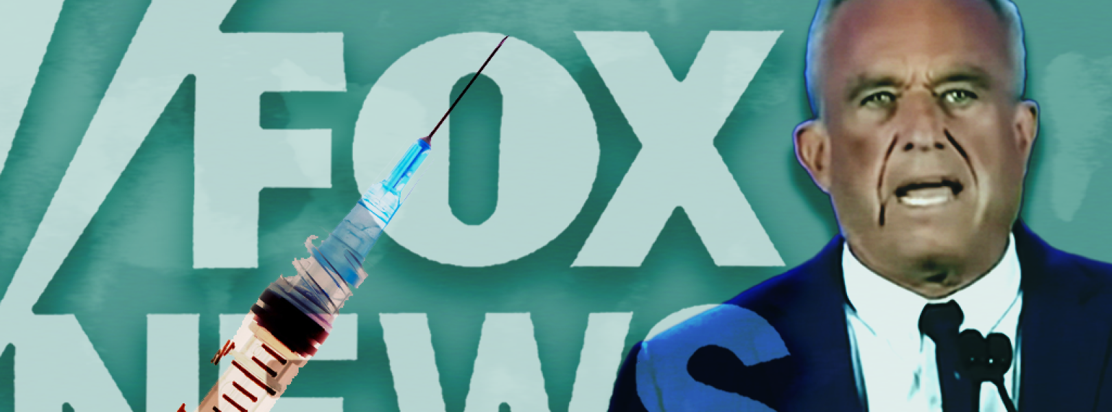 RFK Jr.'s face next to the Fox News logo and a vaccine needle