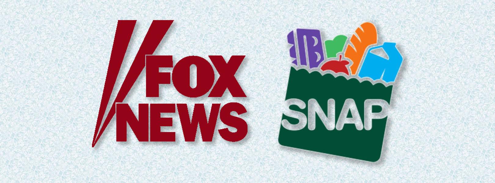 The logos of Fox News and SNAP, both on a light blue background