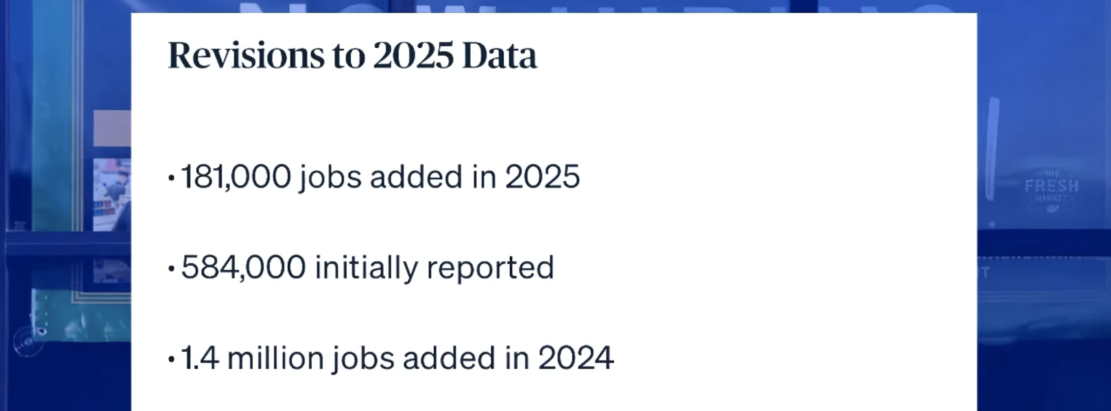 Revisions to 2025 Data: 181,000 jobs added in 2025, 584,000 initially reported, 1.4 million jobs added in 2024