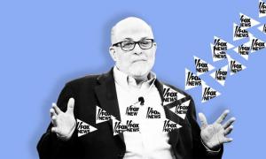 Cartoon levin in front of lilac background