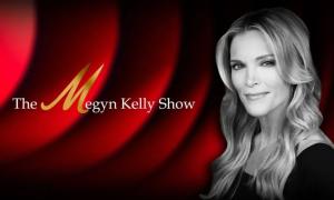 Photo of Megyn Kelly with a black and red background