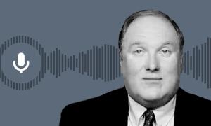 image of John Solomon with audio wave background