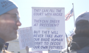 Image of pro-choice sign at Supreme Court rally
