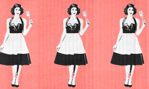 three women on a pink background