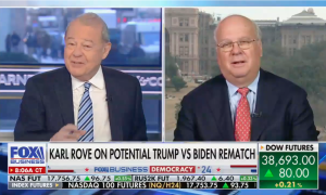 Stuart Varney interviews Karl Rove with chyron: Karl Rove on potential Trump vs. Biden rewatch