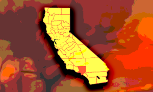 yellow outline of the state of California 