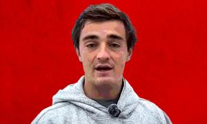 Nick Shirley on a red background