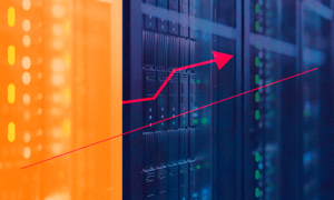 servers with red arrow going up 