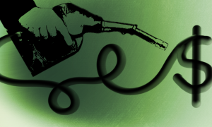 gas nozzle with money sign 