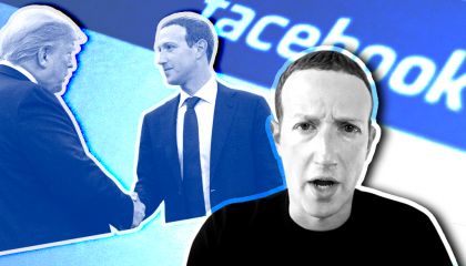 Mark Zuckerberg and Donald Trump on a blue background