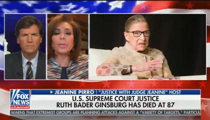 chyron reads: US Supreme court justice Ruth Bader Ginsburg has died at 87