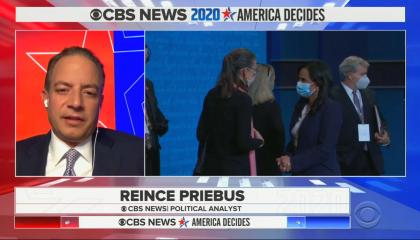 chyron reads: Reince Priebus CBS News political analyst