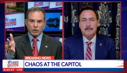 Mike Lindell says on Newsmax that the Trump rally was "very peaceful" and blames "undercover antifa that dressed as Trump people" for all violence