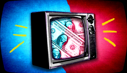 TV screen blue and red