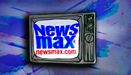 Newsmax logo on an old TV