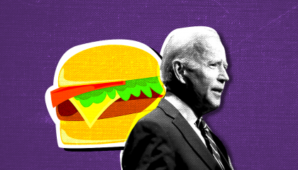 Joe Biden with a burger