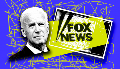 Joe Biden with the Fox logo