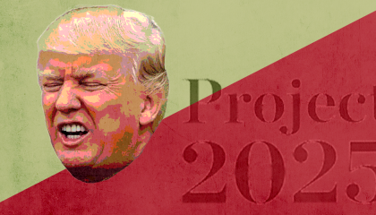 Donald Trump's face over "Project 2025"